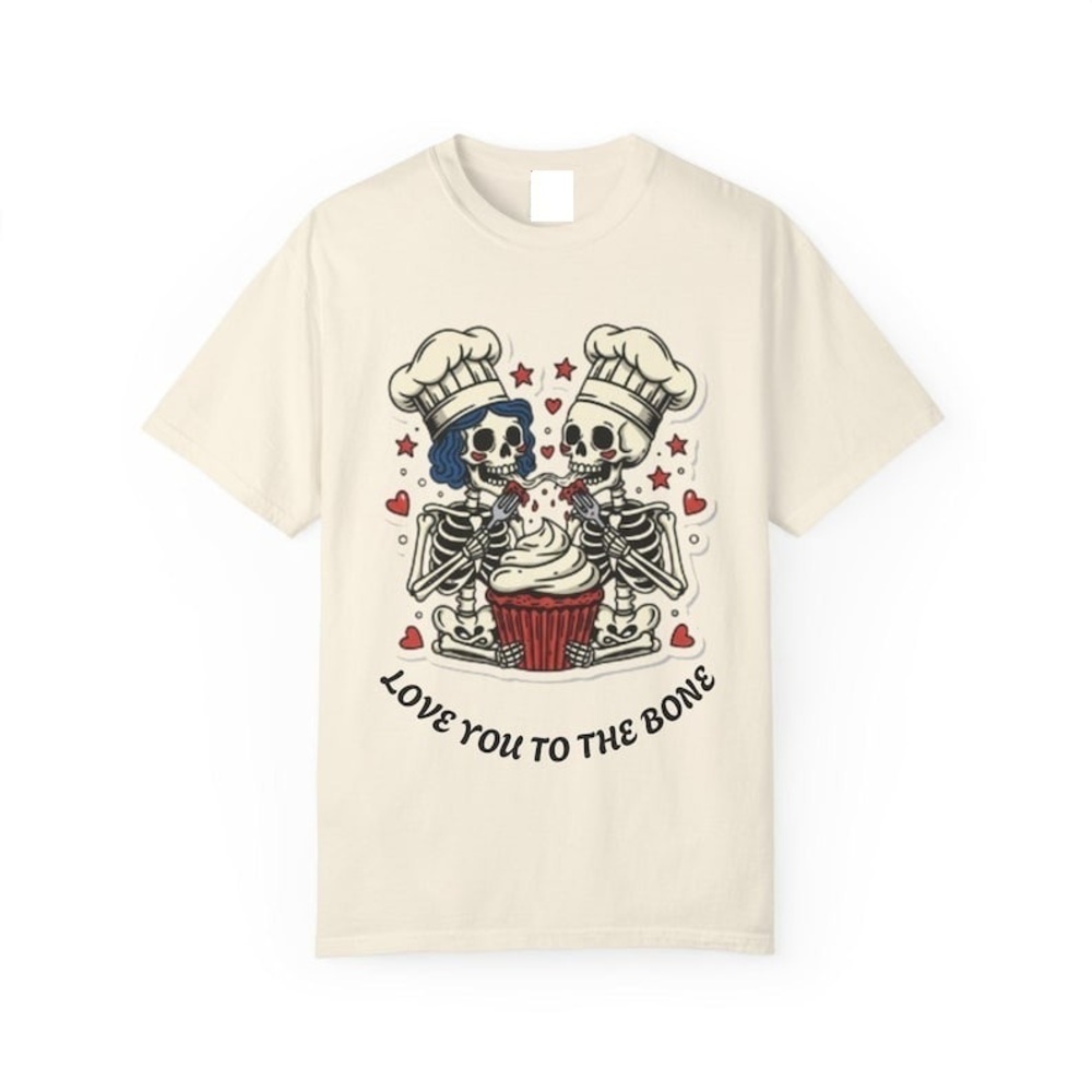 Skeleton Baker T-Shirt, Pastry Chef Valentines Day Gift Naturla Shirt